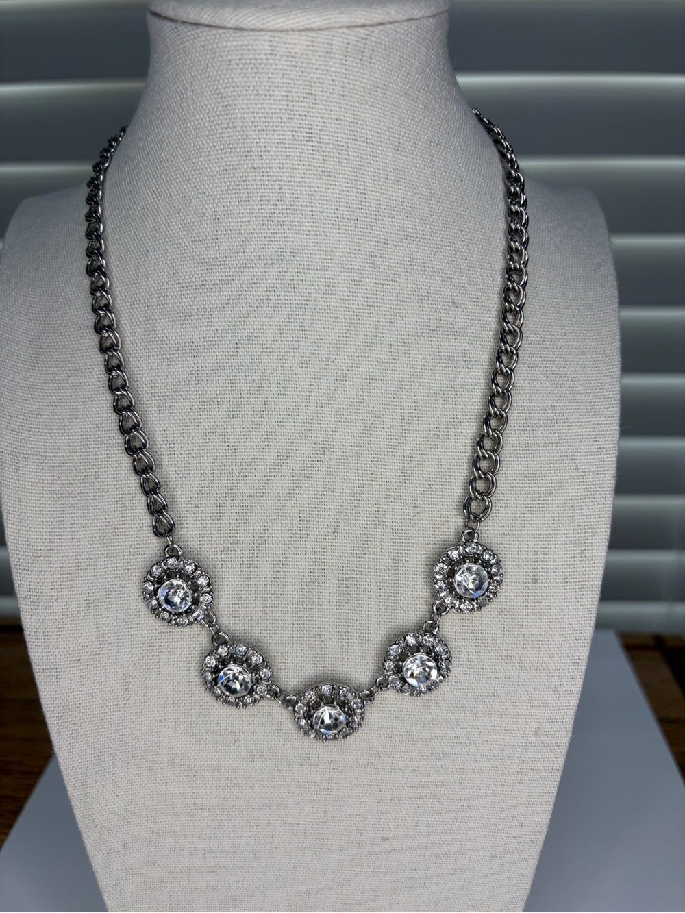 Express Silver-Tone Crystal Halo Necklace - White
